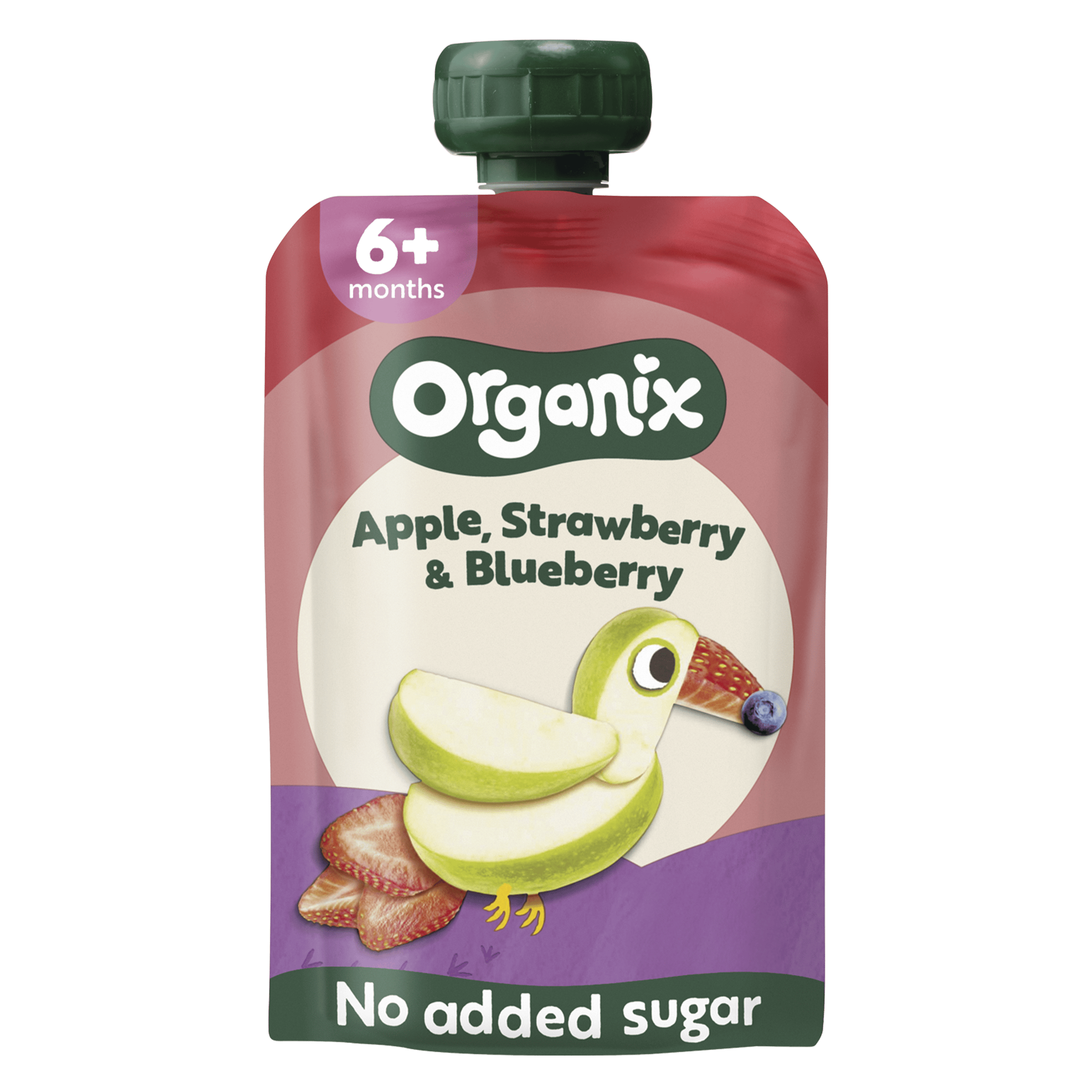 Organix Knijpfruit Appel, Aardbei, Bosbes 6+m