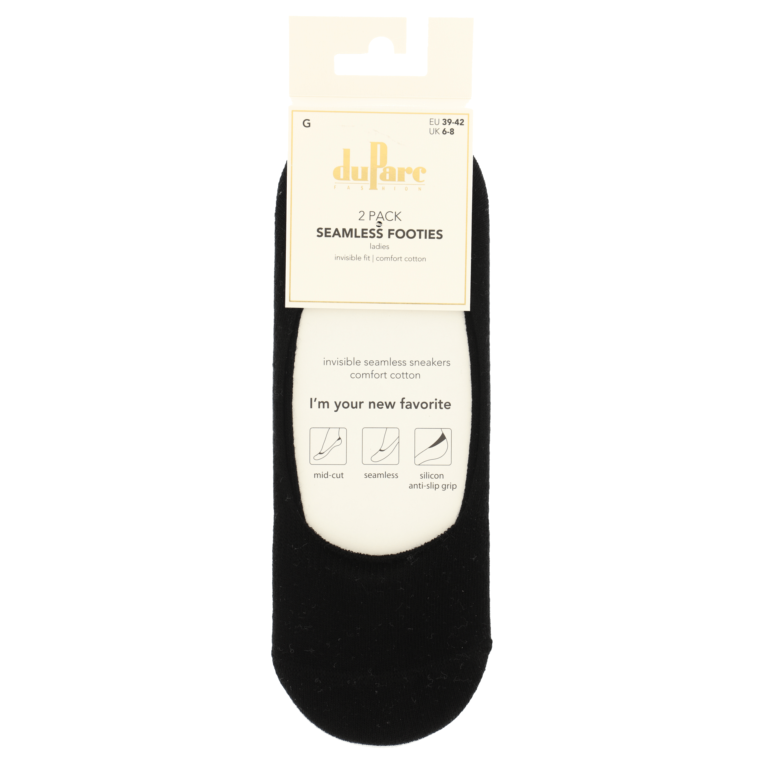 DuParc invisible footie wit/zwart 39-42