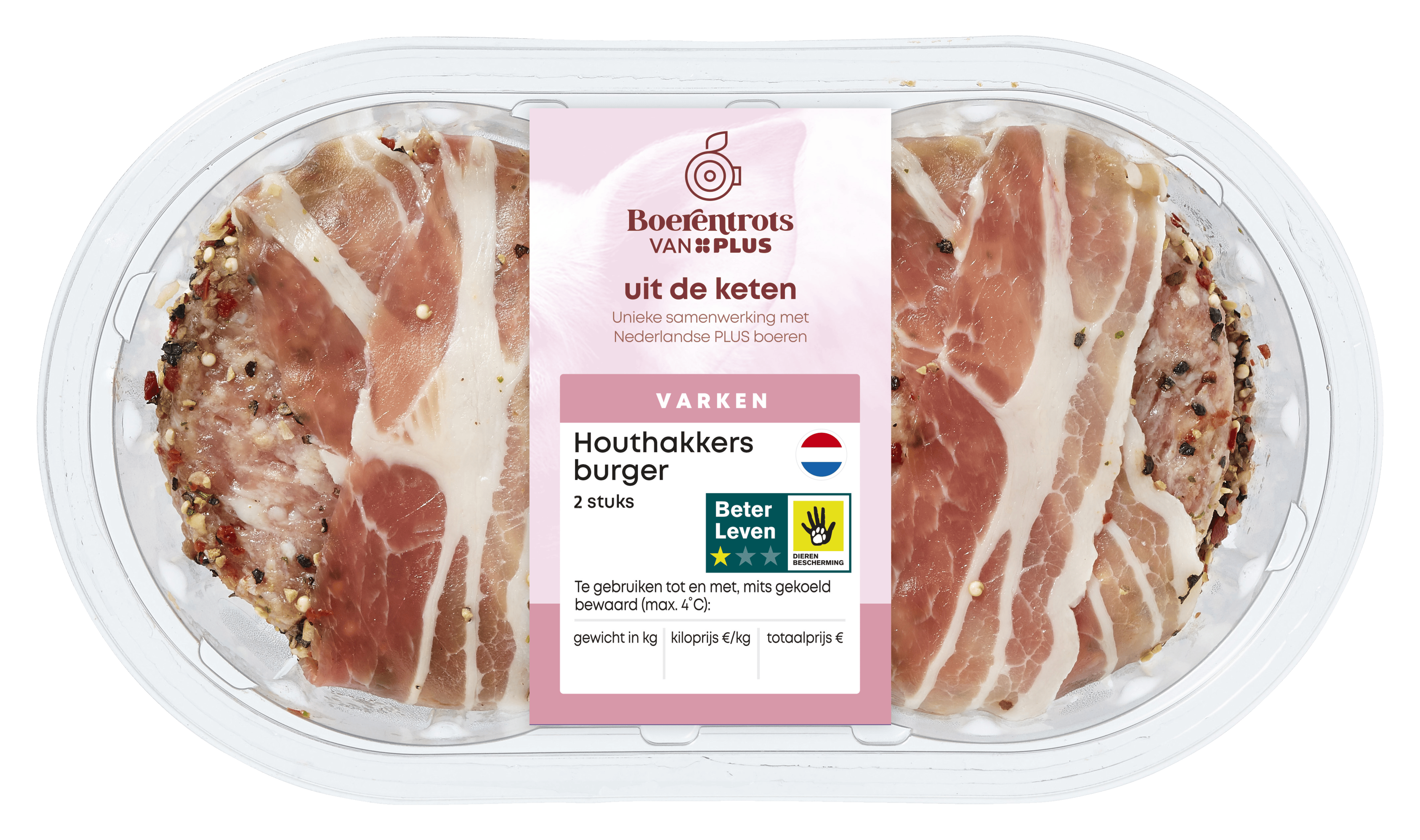 PLUS Boerentrots Houthakkers burger 2 stuks