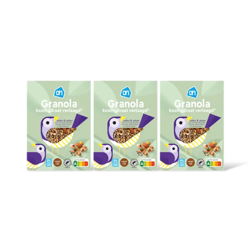 AH Granola koolhydraat verlgd 0% suiker 3pk