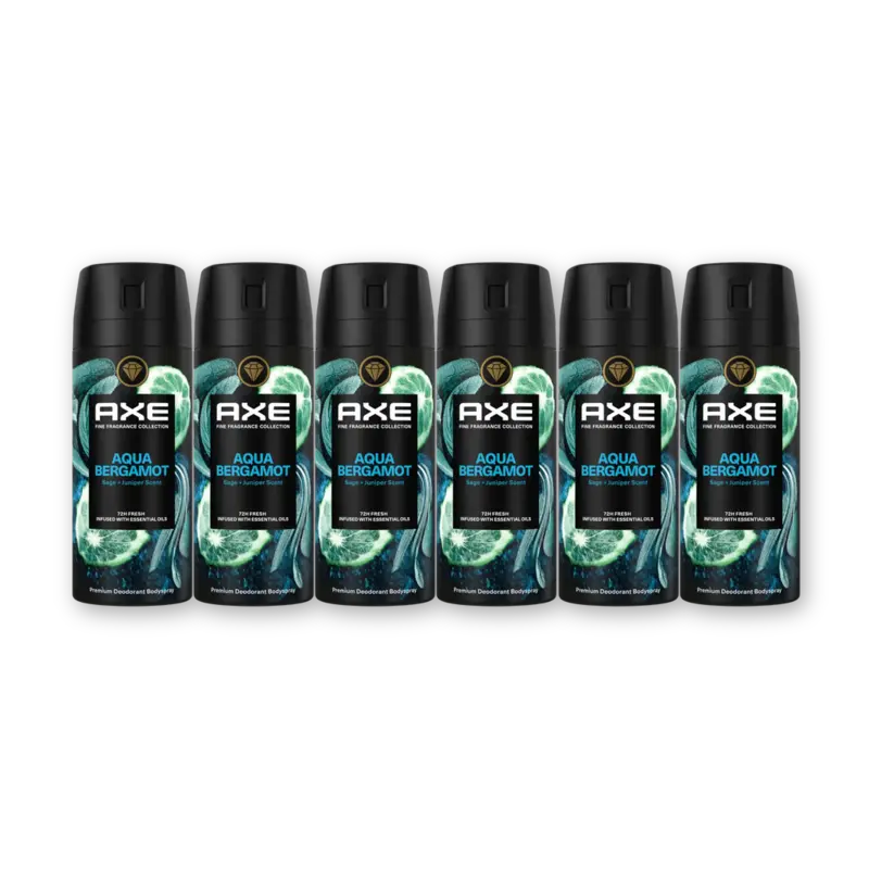 Axe Aqua bergamot deodorant bodyspray 6-pack