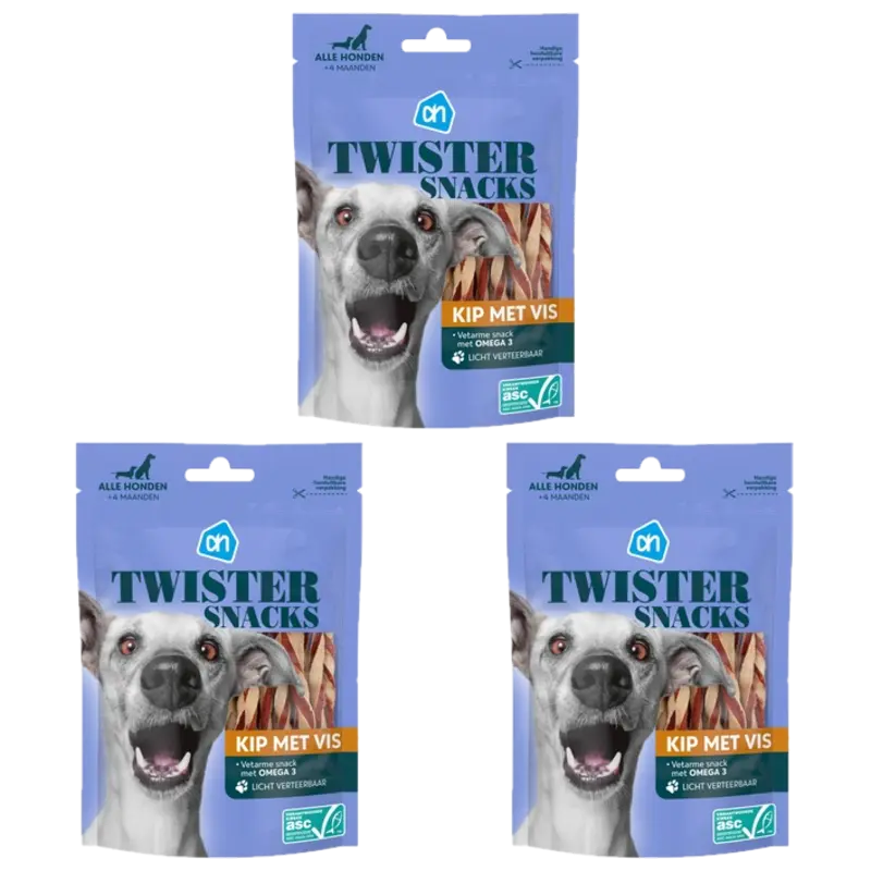 AH Twister snacks kip met vis 3-pack