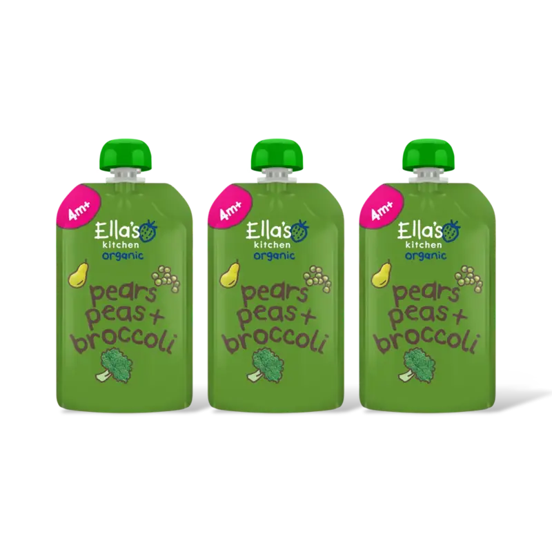 Ella's kitchen Peren, doperwten + broccoli 4m+ bio 3-pk