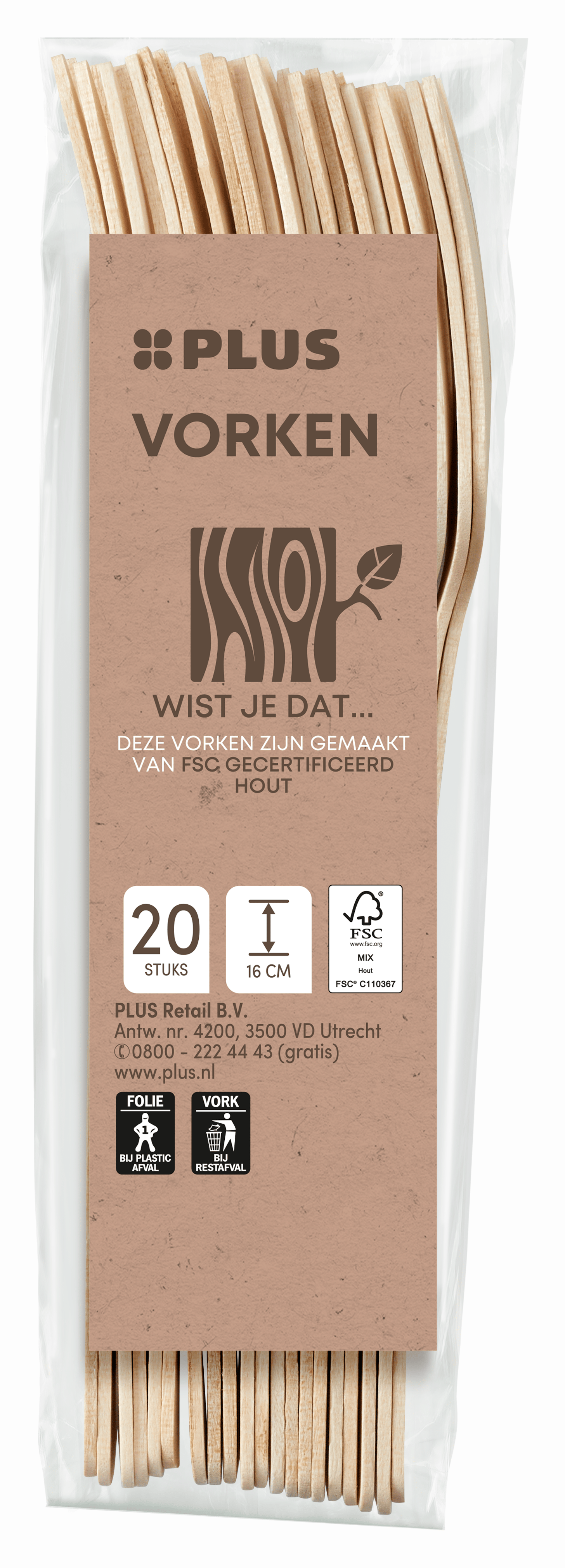 PLUS Vork hout FSC 160mm