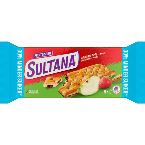 Sultana Fruitbiscuit aardbei appel 30%