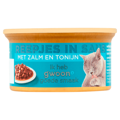 G'woon Kat premium reepjes zalm & tonijn in saus