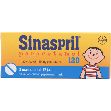 Sinaspril Paracetamol kauwtabletten 120 mg, 10 stuks