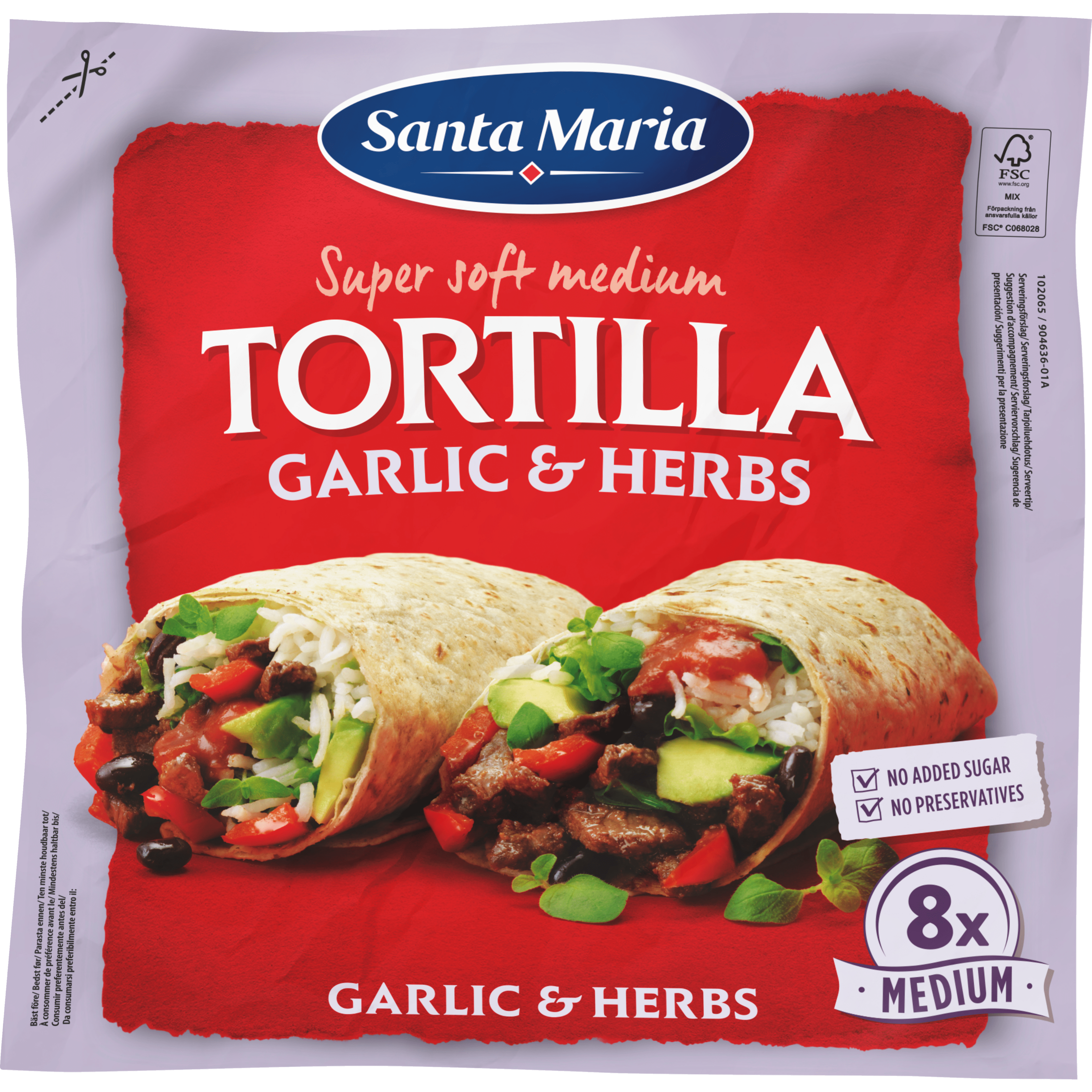Santa Maria Tortilla wrap Garlic + Herbs 8st