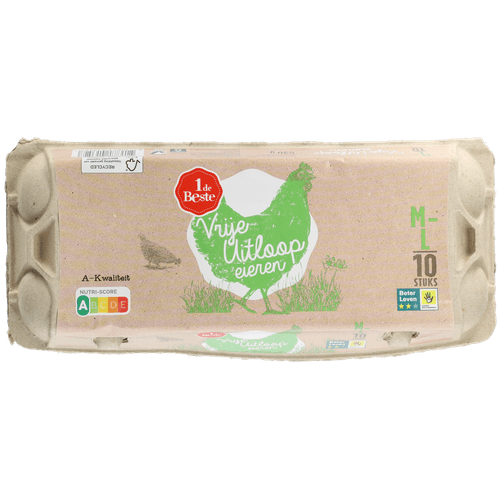 1 de Beste Vrije uitloop eieren wit M-L