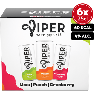 Viper Hard Seltzer Peach, Cranberry, Lime Mixpack 6x250ML