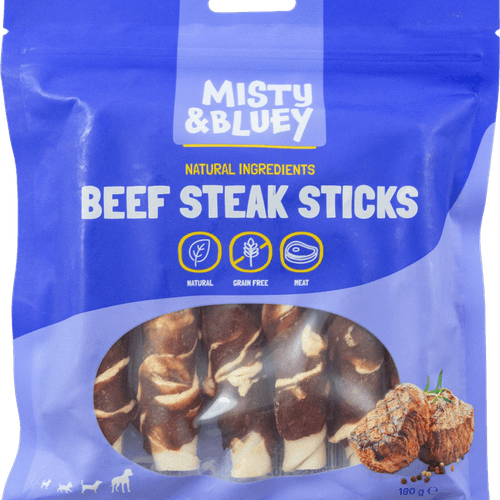 Misty & Bluey Hondensnacks beaf steak sticks 6 st.