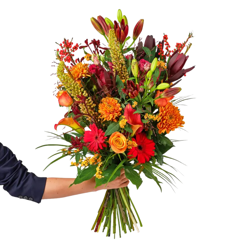 AH Vrolijk veldboeket Rood/oranje groot