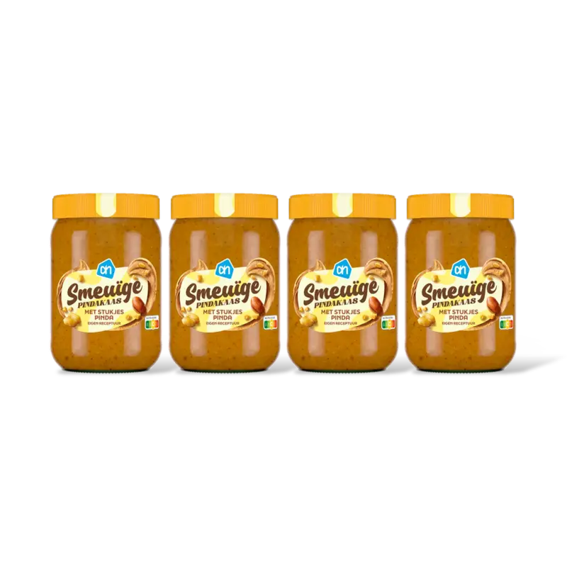 AH Smeuige pindakaas stukjes noot 4-pack