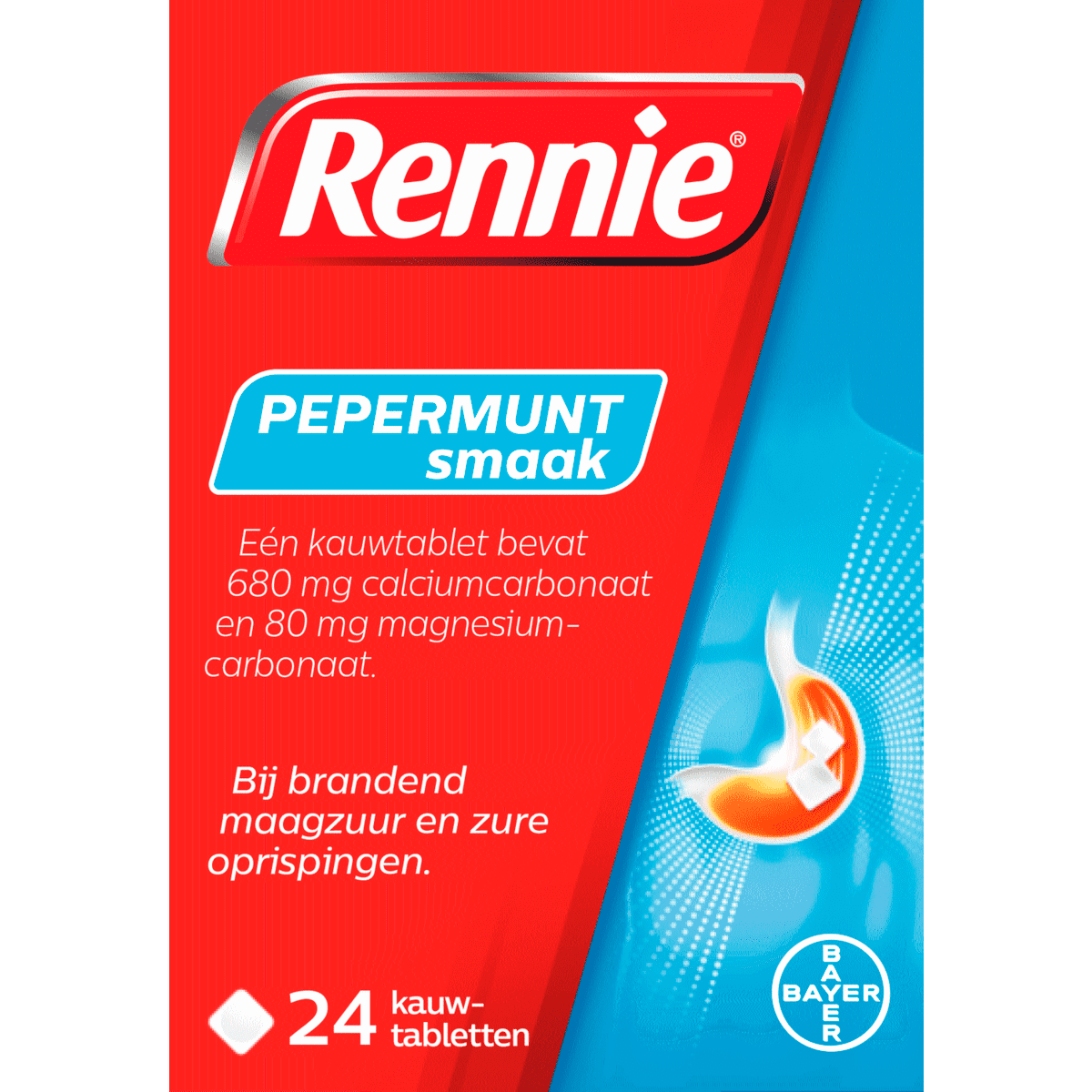 Rennie Pepermunt Kauwtabletten Bij Brandend Maagzuur 24 stuks