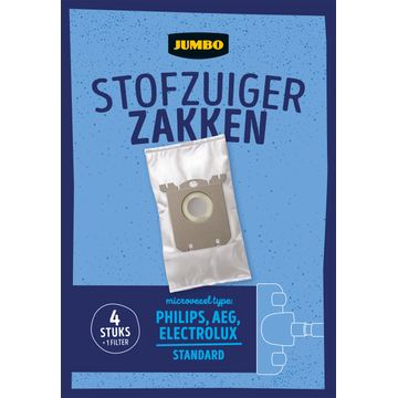 Jumbo Stofzuigerzakken met Filter 4 Stuks
