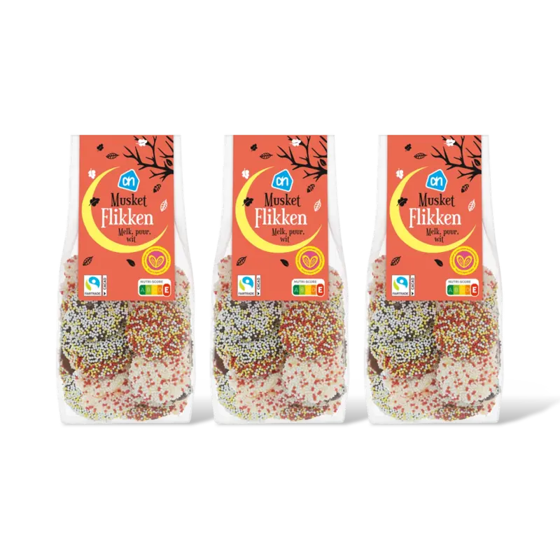 AH Musket flikken melk, puur, wit 3-pack