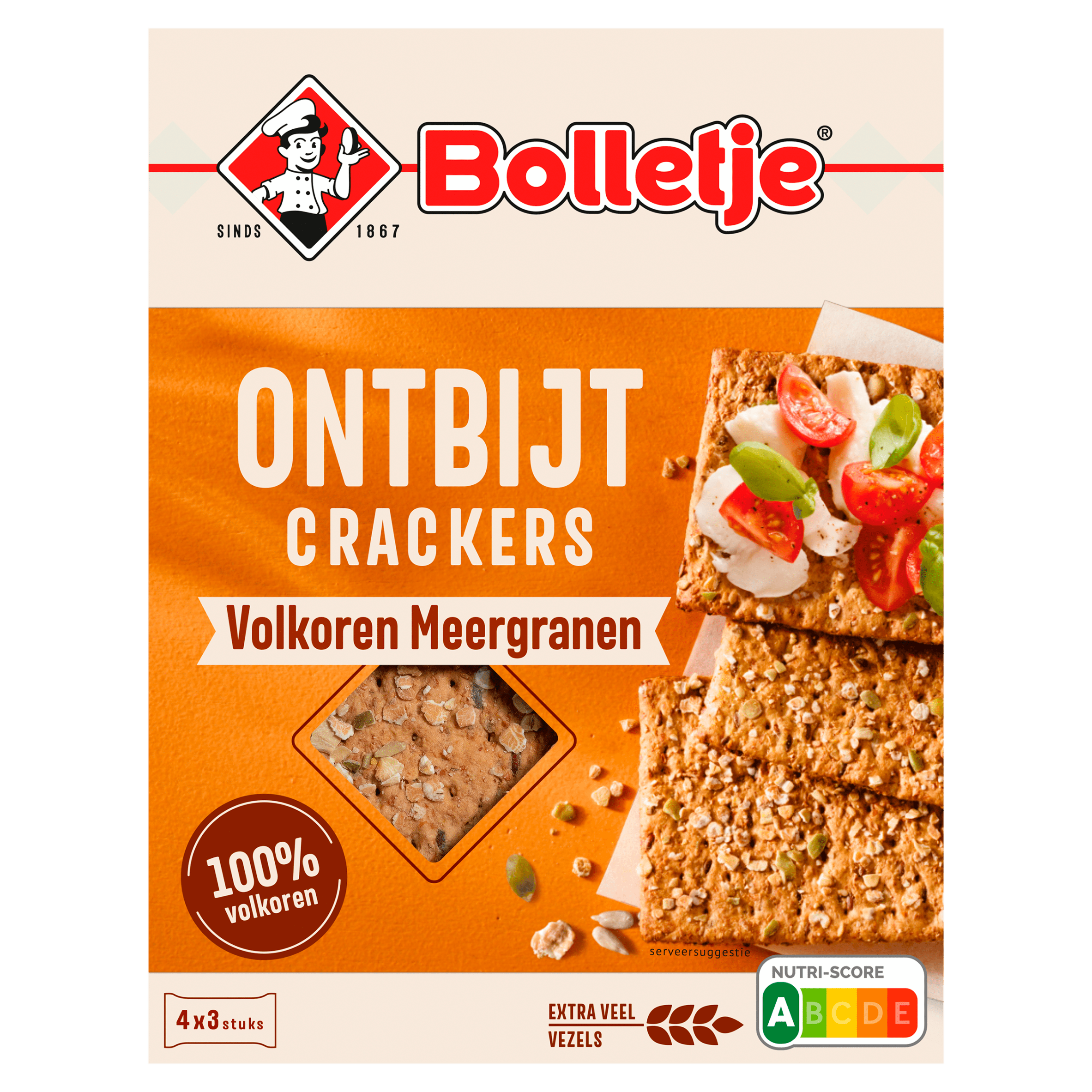 Bolletje Ontbijtcrackers volkoren meergranen
