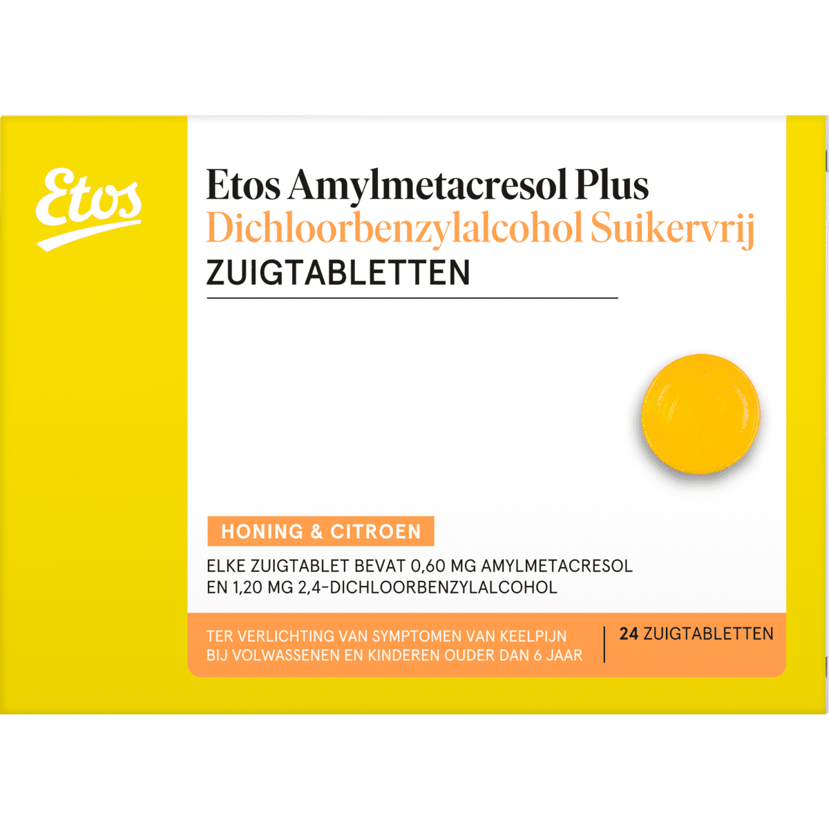 Etos Honing & Citroen Amylmetacresol Plus Zuigtabletten 24 stuks
