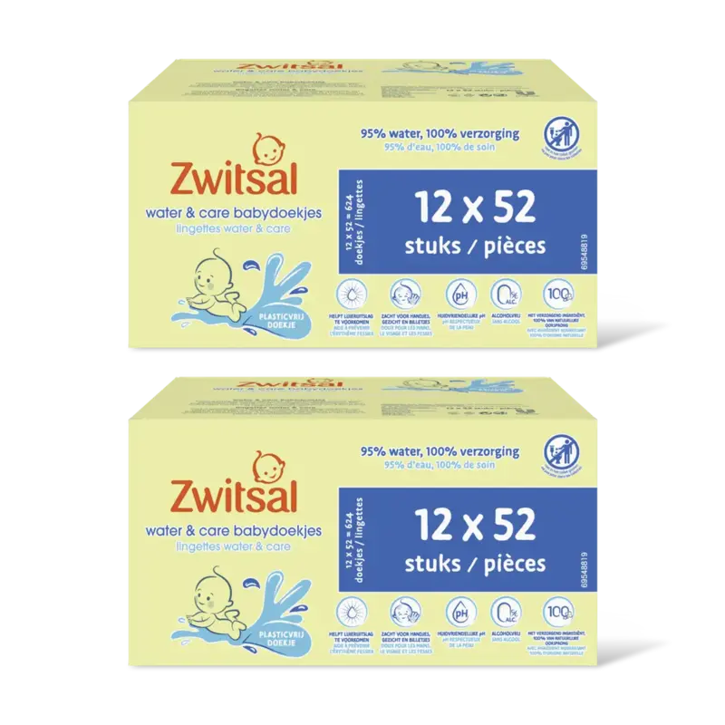 Zwitsal Water&care babydoekjes geur 2-pack