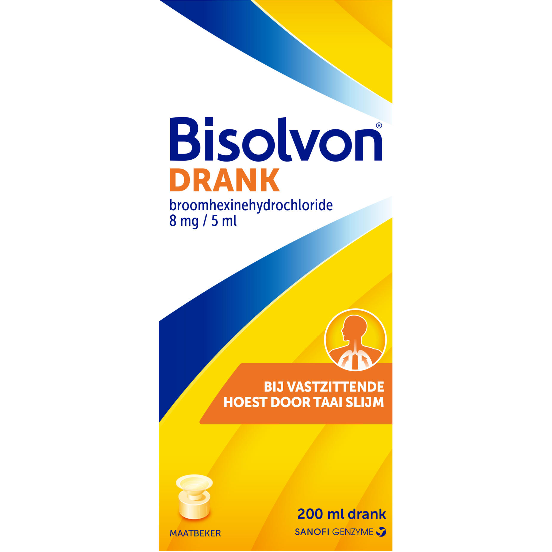 Bisolvon Drank Broomhexinehydrochloride 8 MG/5 ML Vastzittende Hoest 200 ML