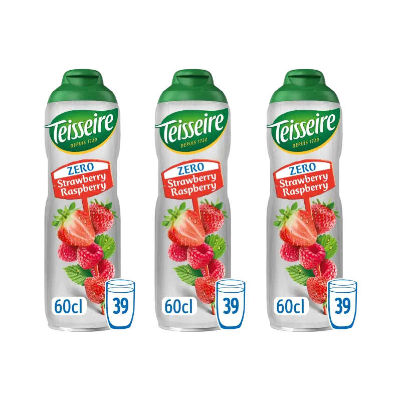 Teisseire Zero aardbei framboos siroop 3-pack