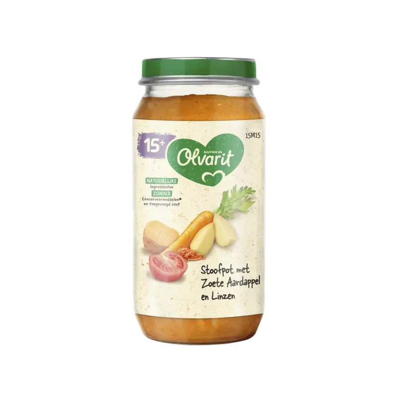 Olvarit Stoofpot met zoete aardappel linzen 15m+