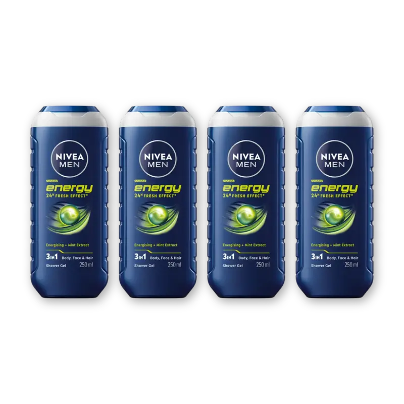 NIVEA Men energy douchegel 3-in-1 met mint 4pk