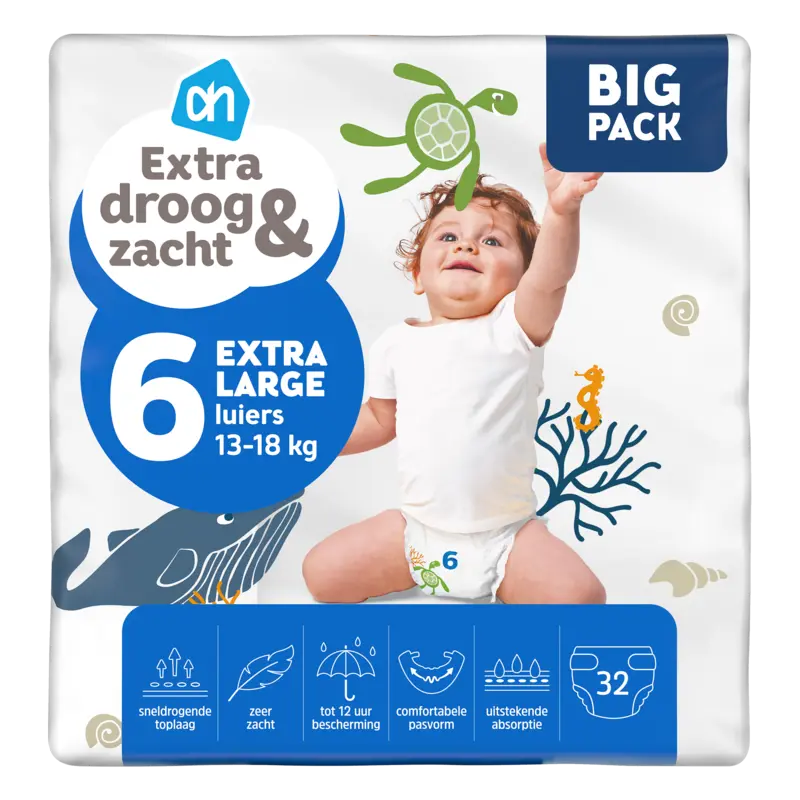 AH Extra droog en zacht luiers maat 6