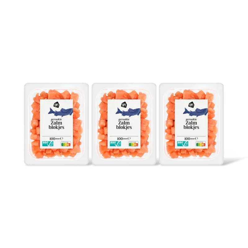 AH Gerookte zalmblokjes 3-pack