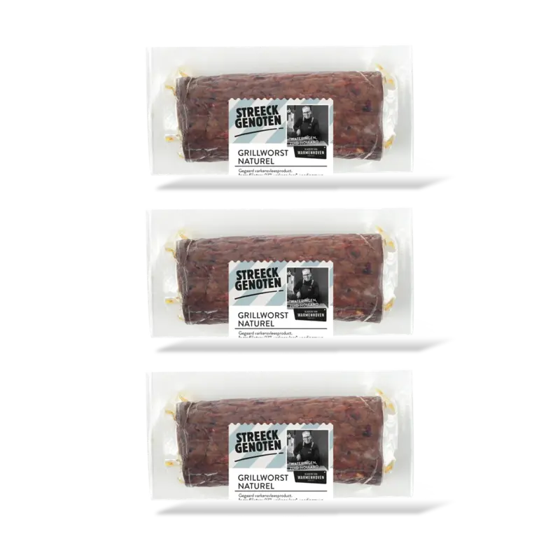 Streeckgenoten Grillworst naturel stukje 3-pack
