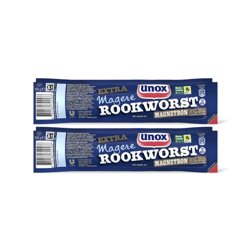Unox Extra magere rookworst magnetron 2-pack