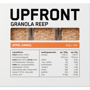 Upfront Granola Reep Appel Kaneel 3x2 stuks 42g