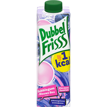 DubbelFrisss 1kcal SmaakMakers Bubblegum & Blauwe Bes 0,35 L