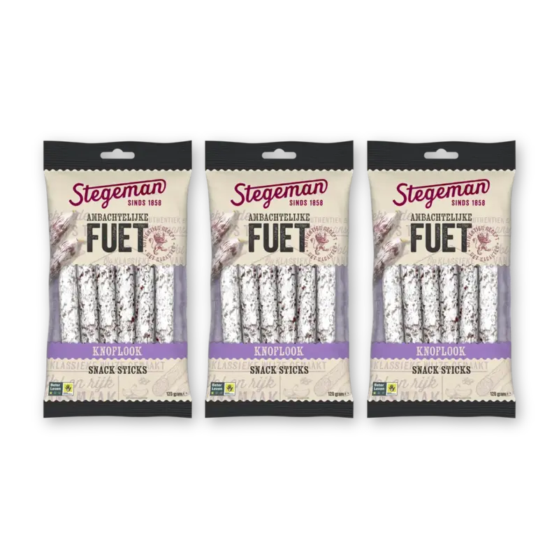 Stegeman Fuet sticks knoflook 3-pack