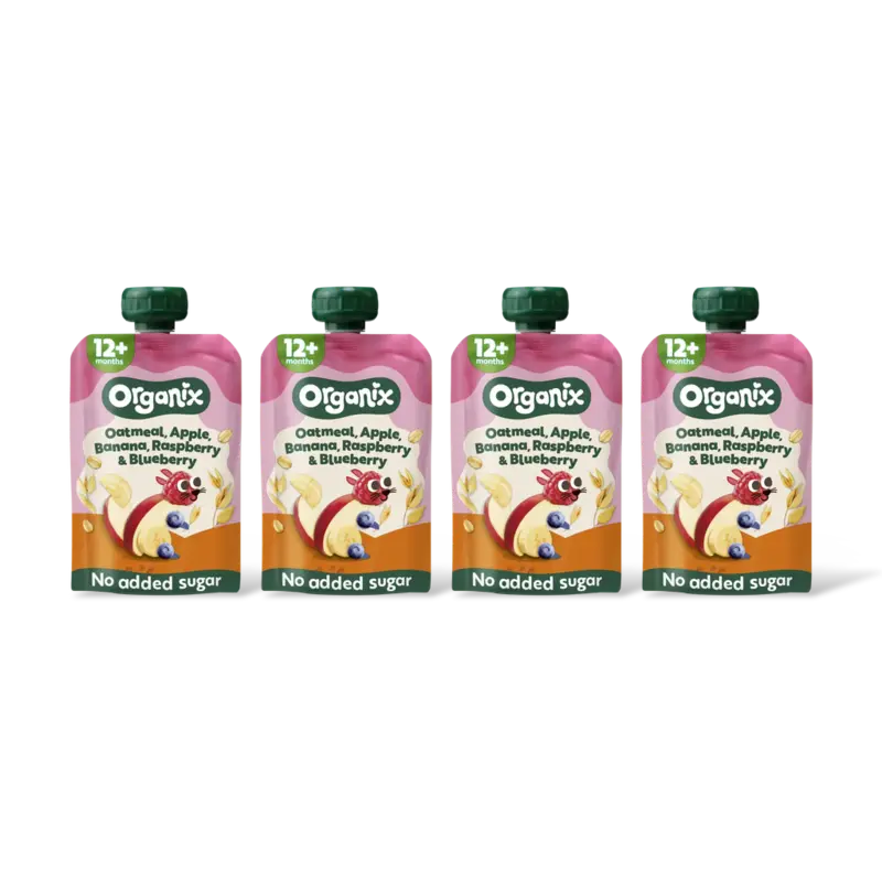 Organix Knijpfruit haver appel banaan 12m+ 4-pck