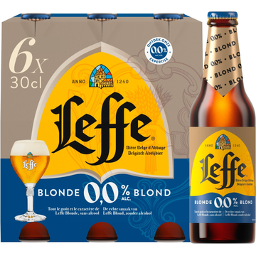 Leffe Belgisch Abdijbier Blond 0.0% Flessen 6 x 30 cl
