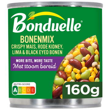 Bonduelle Bonenmix Crispy Mais, Rode Kidney, Lima & Black Eyed Bonen 160g