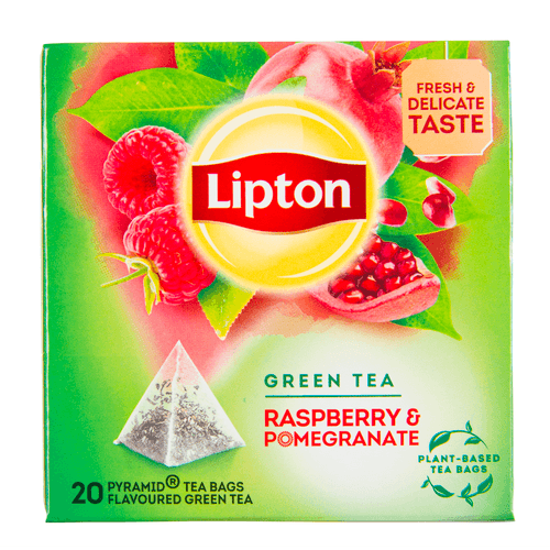 Lipton Groene thee raspberry & pomegr 20 zk.
