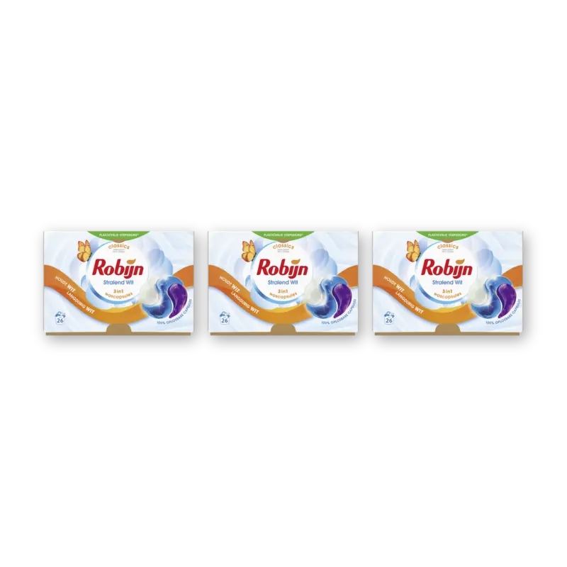Robijn Stralend wit 3-in-1 wascapsules 3-pack