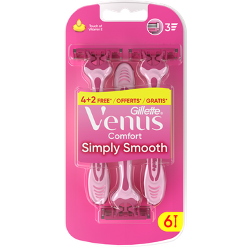 Gillette Venus Comfort Smooth Scheermessen, Pak Van 6