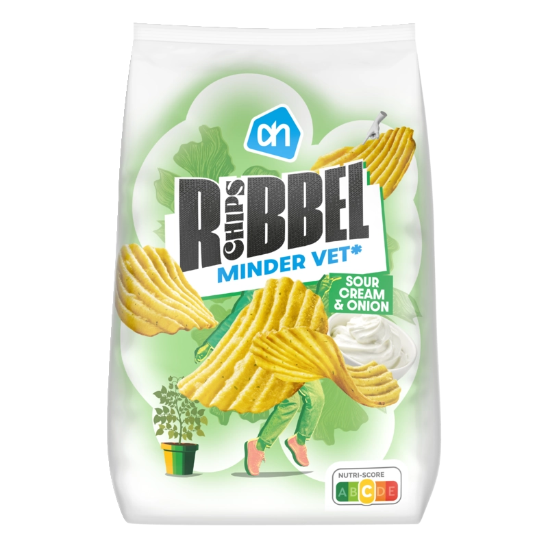 AH Ribbelchips sour cream & onion minder ve