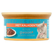 g'woon kattenvoer reepjes in saus kalkoen