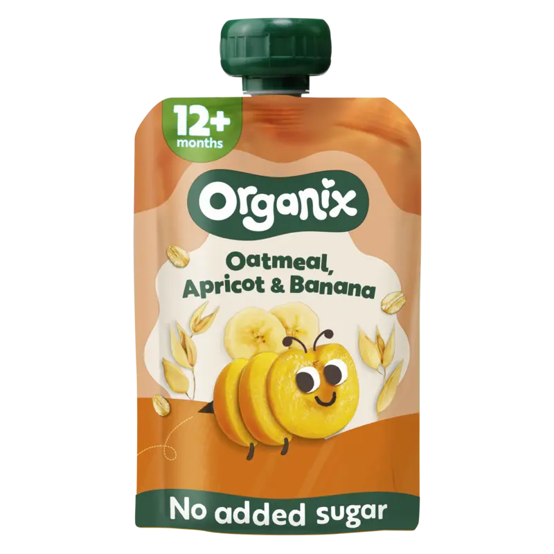 Organix Knijpfruit oatmeal, apricot, banana 12m+