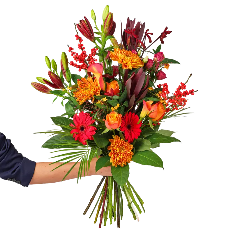 AH Vrolijk veldboeket rood/oranje middel