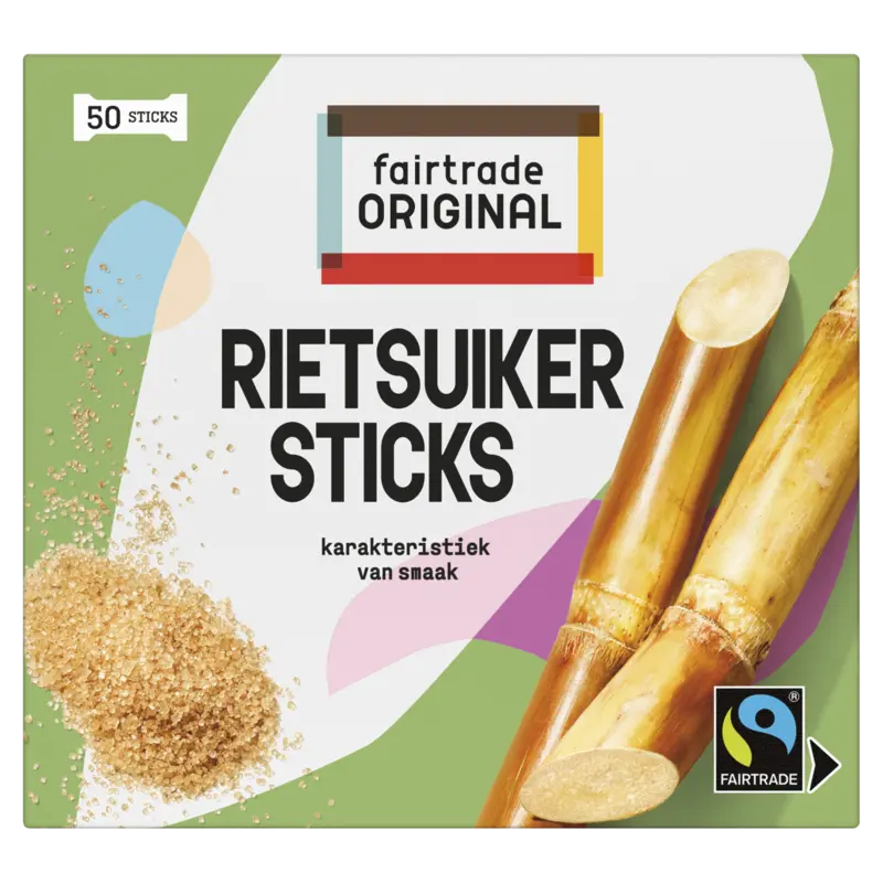 Fairtrade Original Ruwe rietsuiker sticks