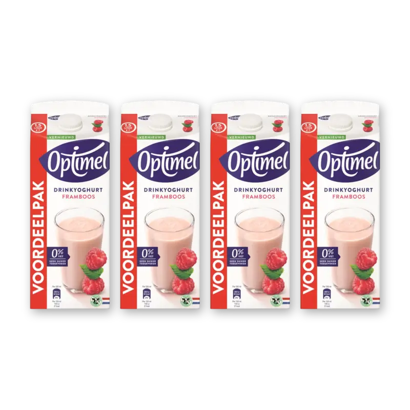 Optimel Drinkyoghurt framboos voordeelpak 4-pack