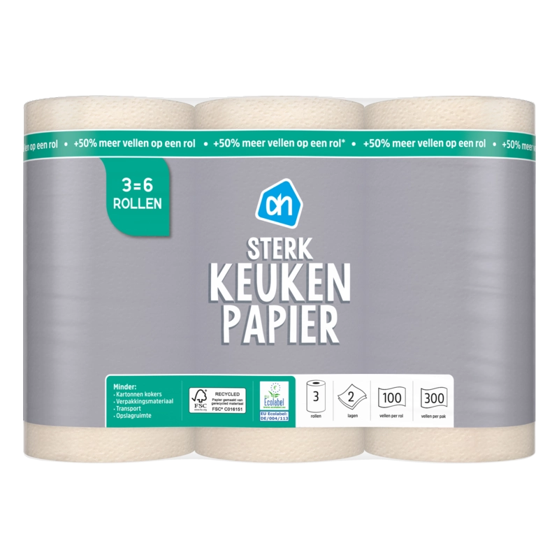 AH Keukenpapier sterk 3=6 rollen