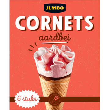 Jumbo Cornets Aardbei 6 Stuks 600 ml