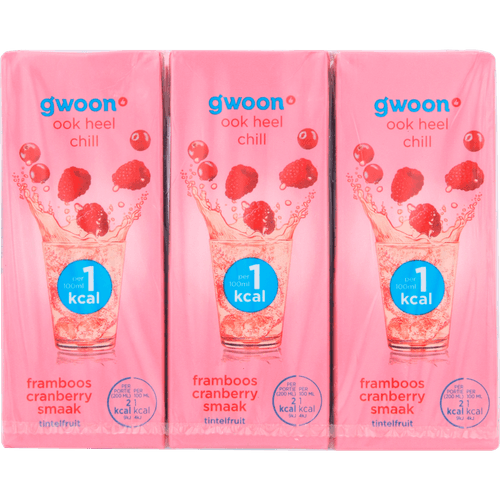 G'woon Tintelfruit framboos cranberry 1 kcal 6st.