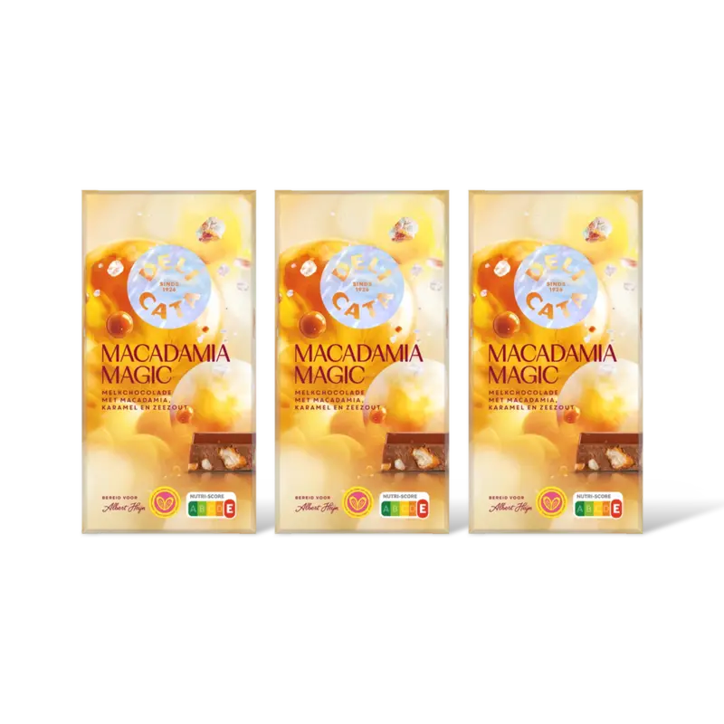 Delicata macadamia magic melkchocolade 3-pack